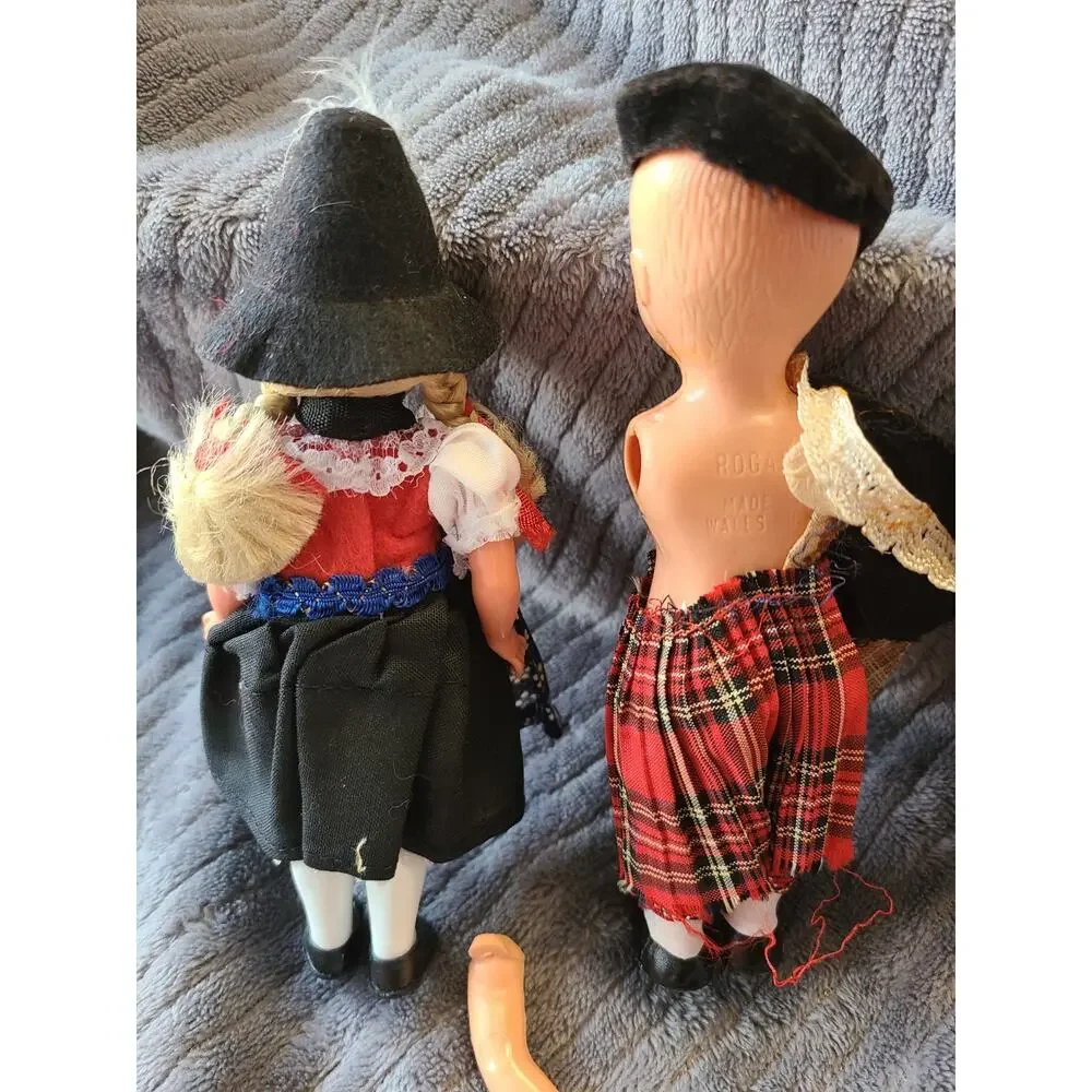 Lot of Vintage MCM 1950s German Bavarian UK Celluloid Folk Dolls w/Sleepy Eyes